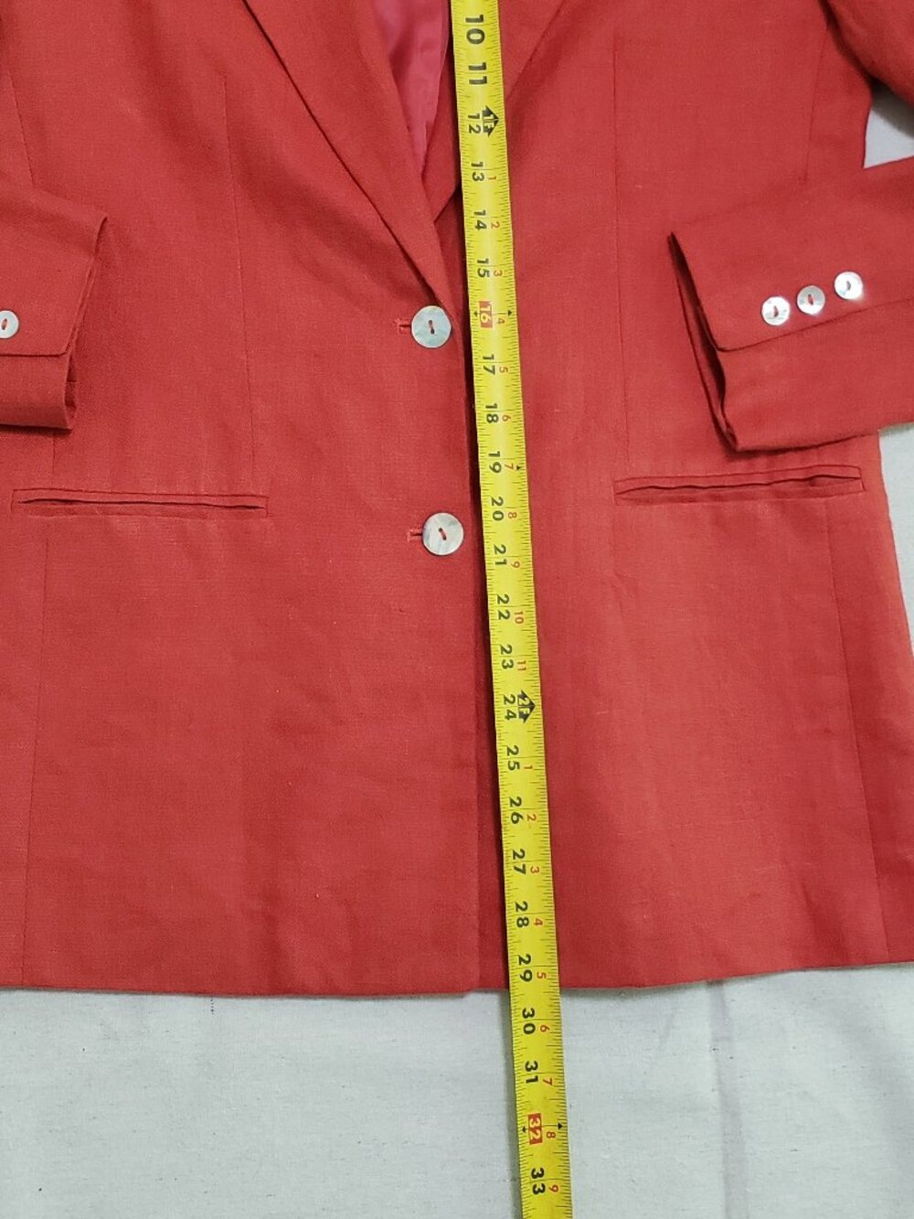 New Jennifer Moore Women's Size 6 Break/ Orange 100% Linen Blazer Shell Buttons - Picture 5 of 13